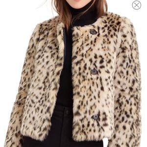 J Crew leopard print faux fur jacket - NWT